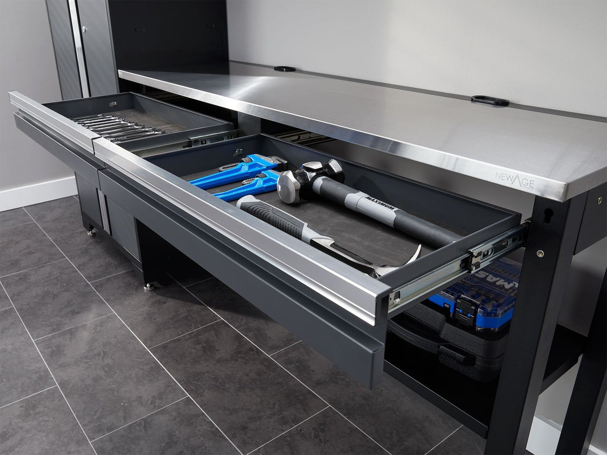 Bold 3.0 Series All-in-One Lockable Steel Garage Cabinetry Set with Stainless Steel Top, Grey, 90-in x 18-in x 72-in, 4-pc V4Q9 - product image 3