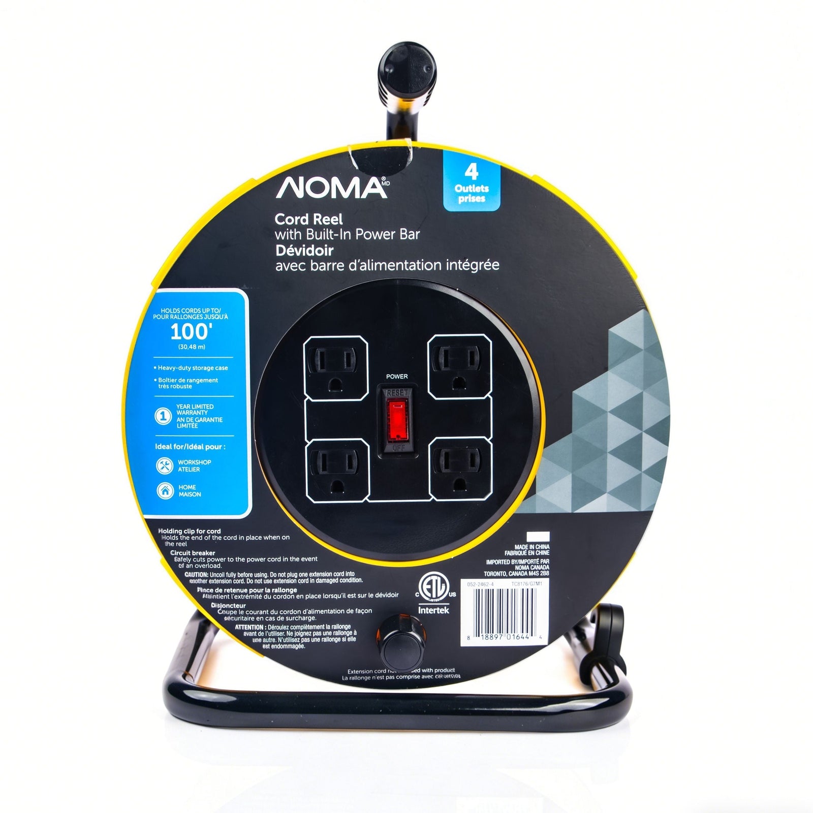 100-ft Extension Cord Storage Reel with 4 Grounded Outlets and Circuit Breaker A1A1 - product image 3