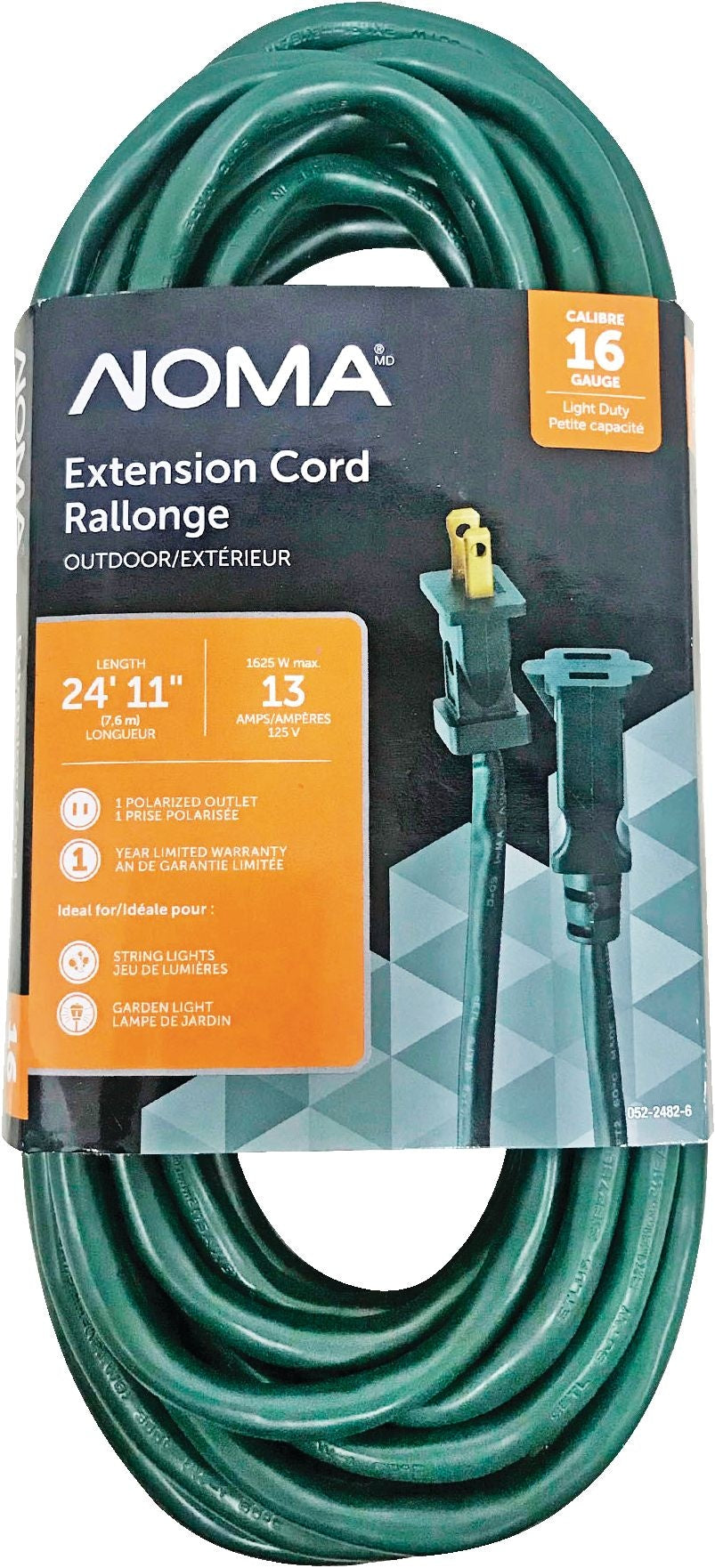 24-ft 11-in 16/2 Outdoor Extension Cord with 1 Outlet, Green G8D7 - product image 1