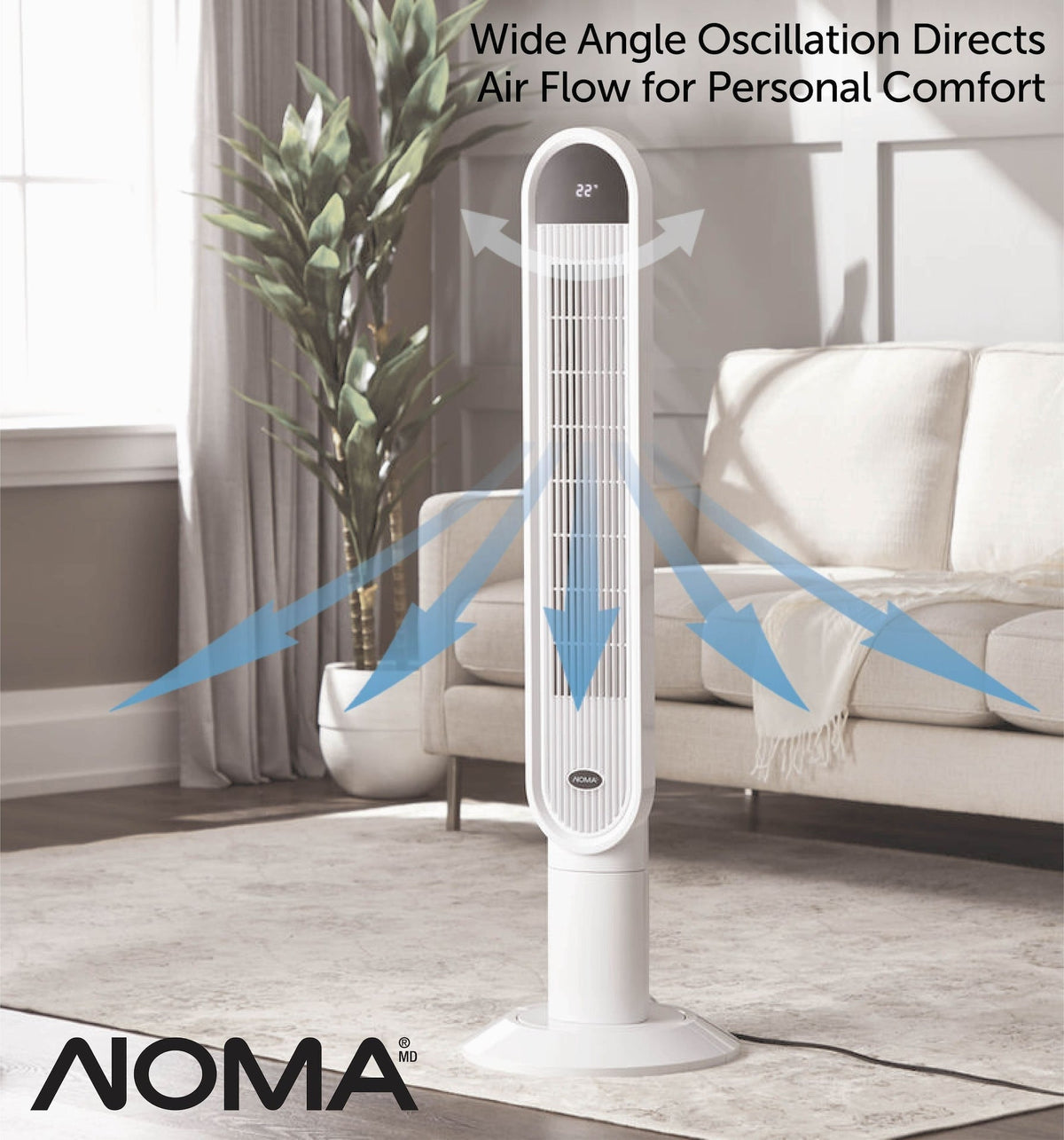 Oscillating Tower Fan, Remote Control, 3-Speed, White, 45-in F8C6 - product image 6