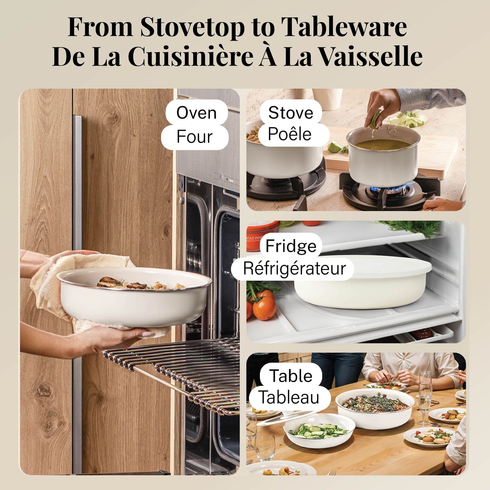 Gotham Steel Pots & Pan Set with Removable Handles, Cream, 18-pc O4L1 - product image 7