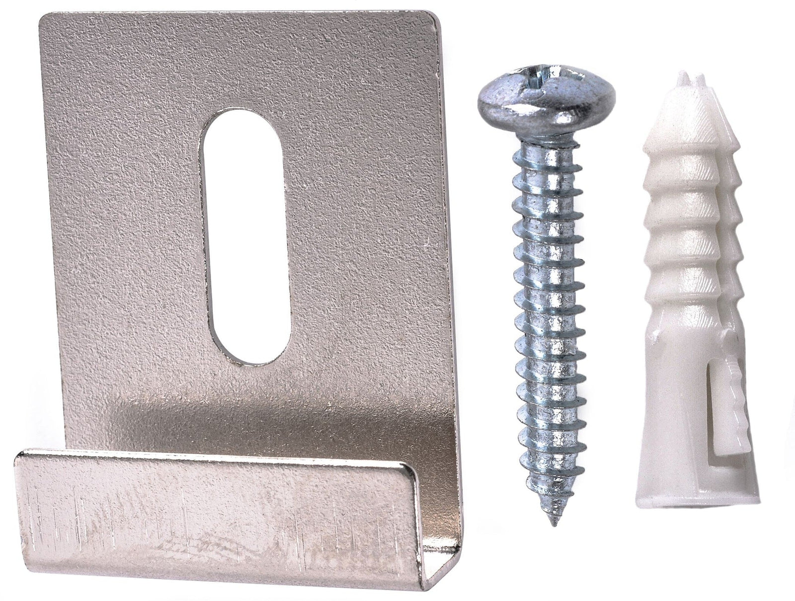 Wide-Channel Mirror Clip, For Frameless Mirrors, Steel Construction, 20-lb Capacity, Silver, 4-pk Y7V1 - product image 1