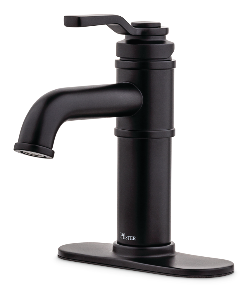 Breckenridge Single Handle High Arc Bathroom Sink Faucet, Push & Seal Drain, WaterSense Certified, Black C0I9 - product image 1