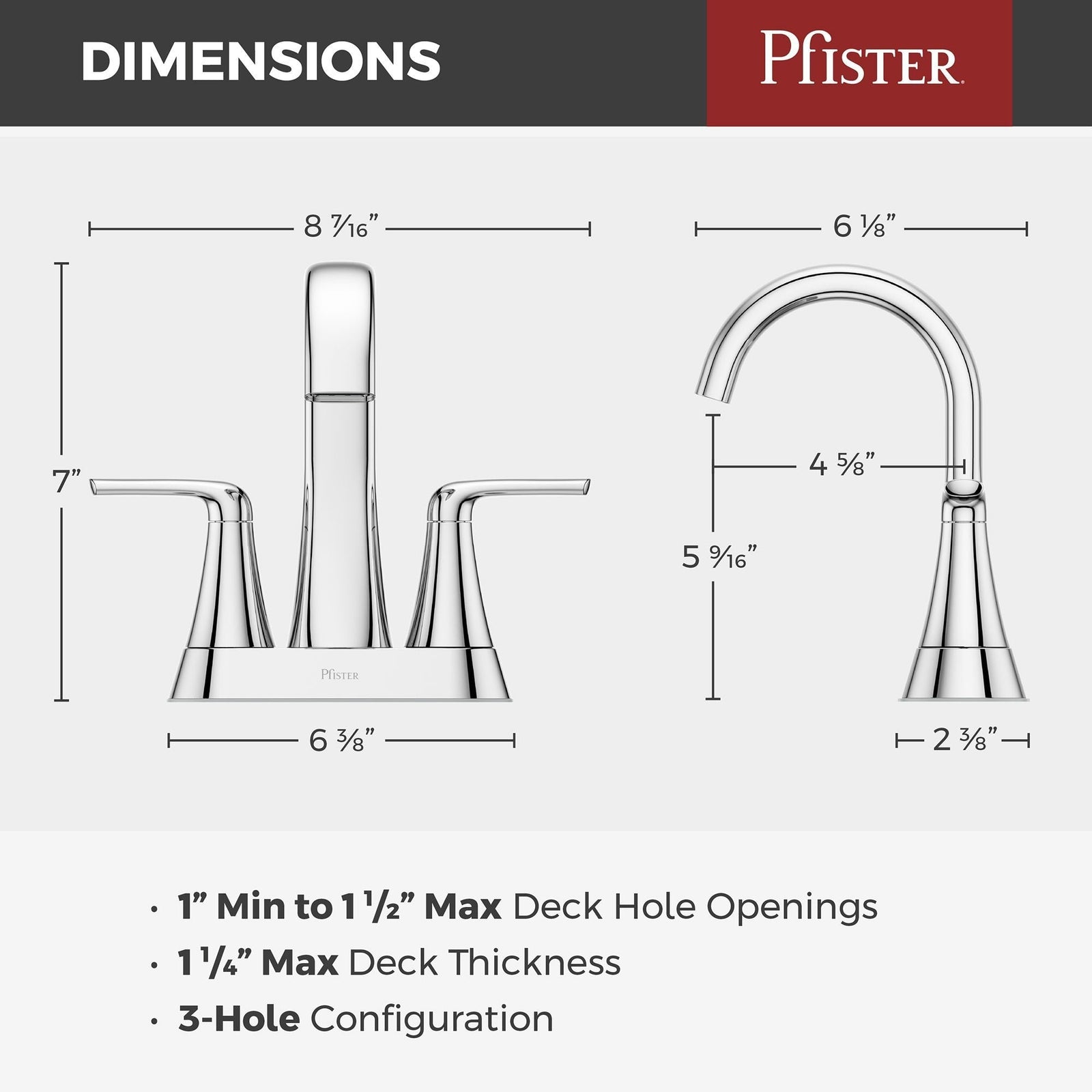 Raya 4-in Chrome Centerset Bathroom Sink Faucet A8Y7 - product image 6
