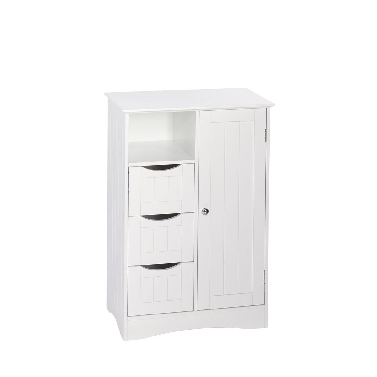 Home Ashland Single Door Bathroom & Laundry Storage Cabinet with 3 Drawers, Open Cubby & Adjustable Shelf, White Z1G5 - product image 1