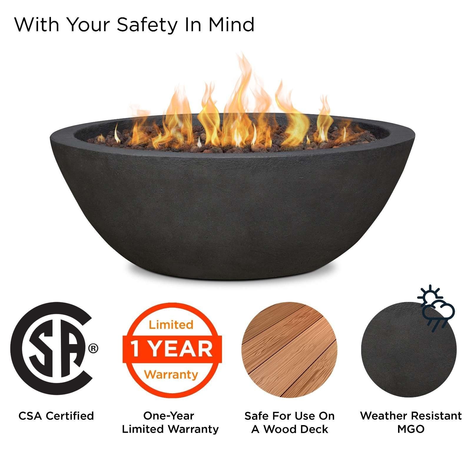 Round Concrete Gas Fire Pit in Shale, 36-in U7W4 - product image 6