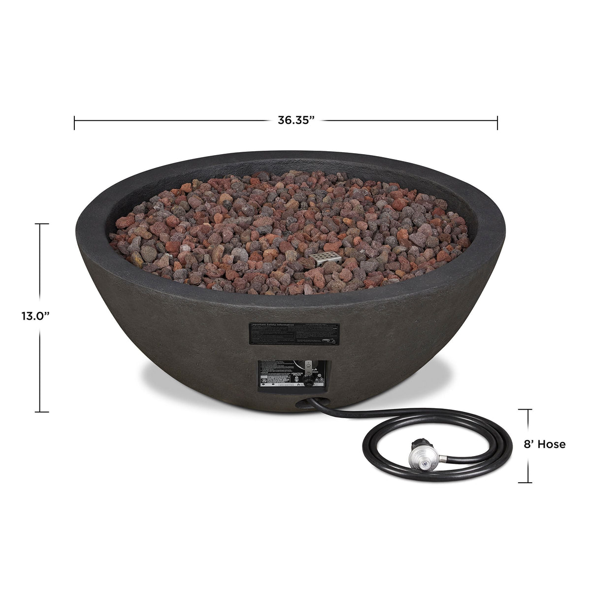 Round Concrete Gas Fire Pit in Shale, 36-in U7W4 - product image 8