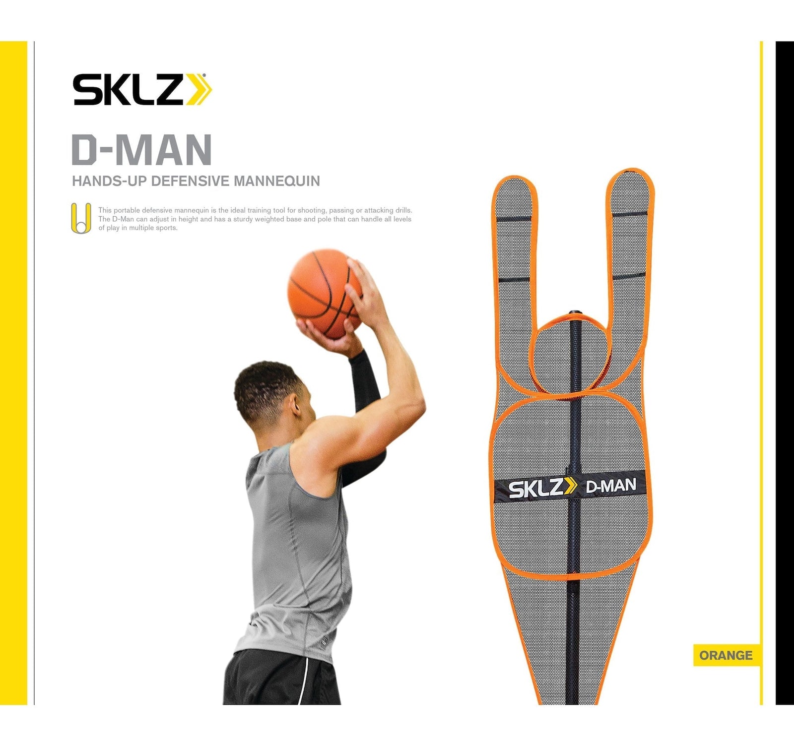 D-Man Portable Height-Adjustable Hands-Up Defensive Mannequin, Basketball Training Aid Z8Q4 - product image 3