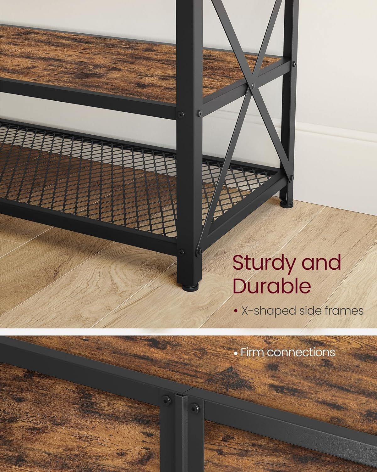 Home 70-in 3-Tier Industrial Rustic Brown TV Stand B3H6 - product image 5