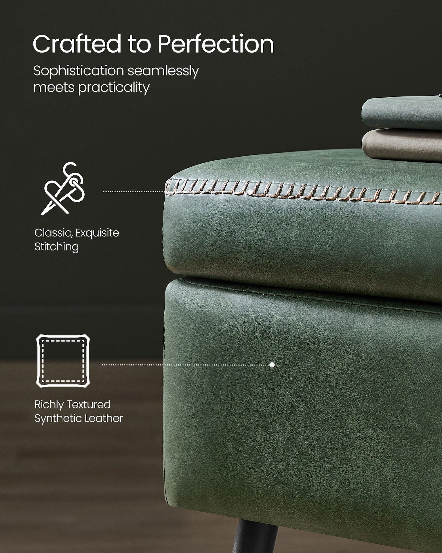Home Modern Forest Green Ottoman Storage Bench O9U2 - product image 8