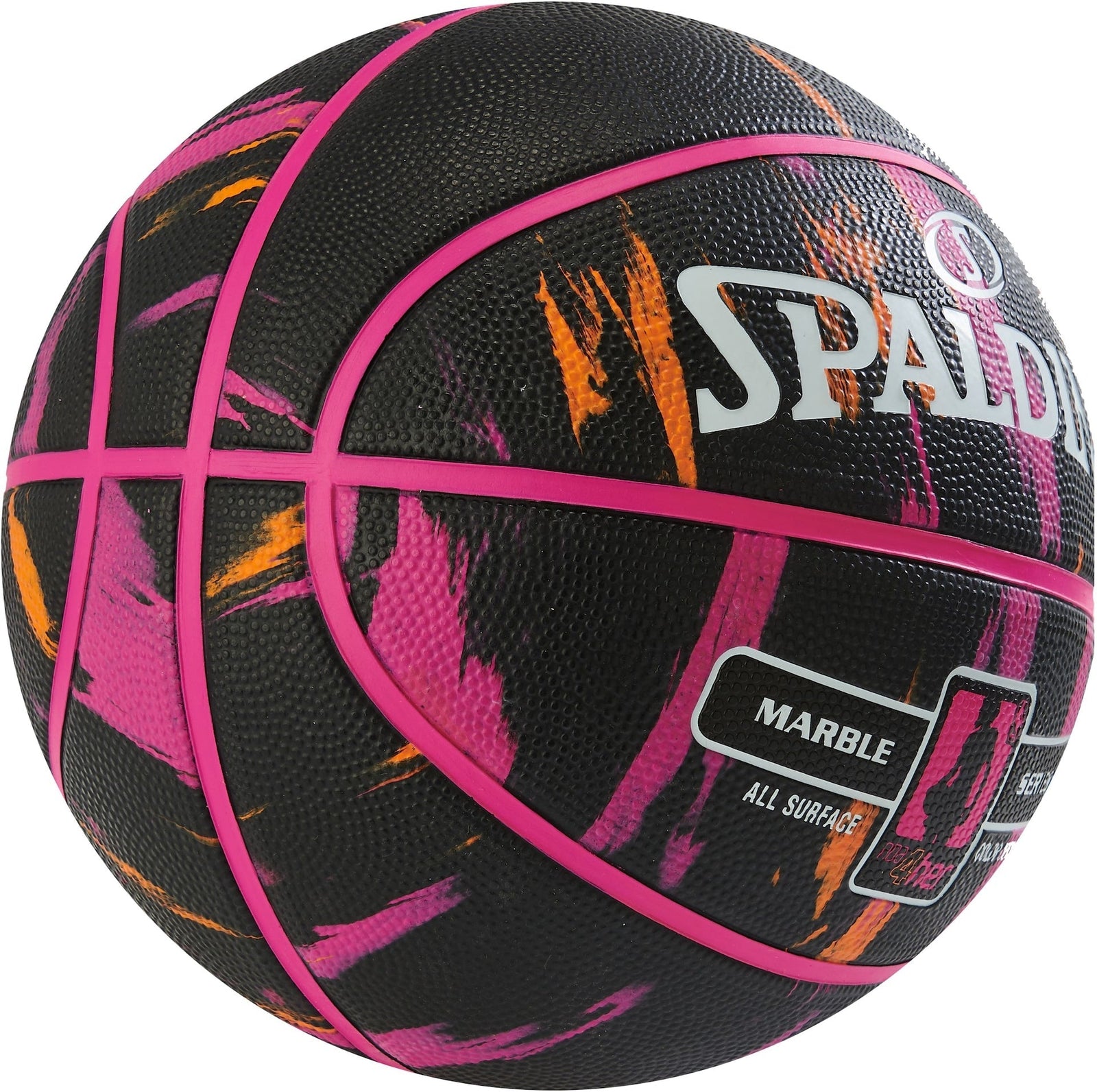 Marble Series 4Her Outdoor Rubber Basketball, Size 6 (28.5-in), Black/Pink J0X1 - product image 3