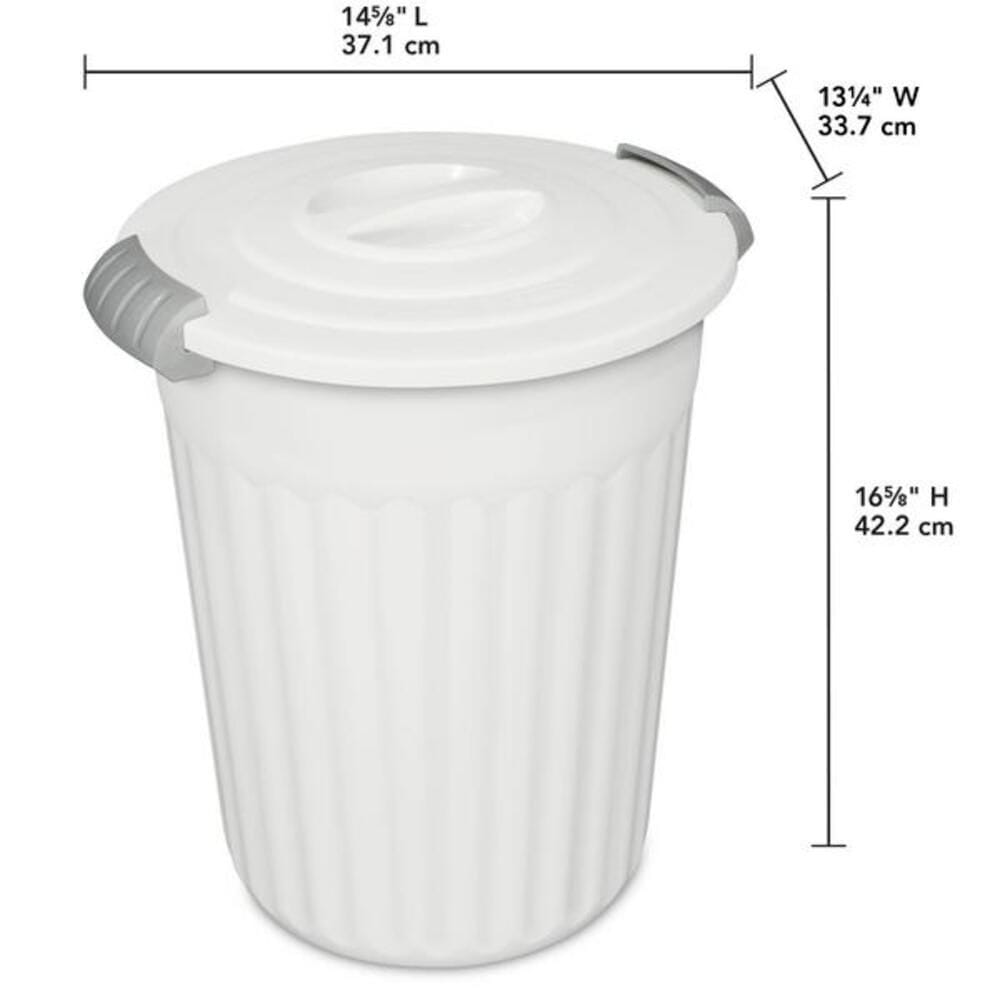 Plastic Round Latching Utility Garbage Can, White, 23-L O0V8 - product image 5