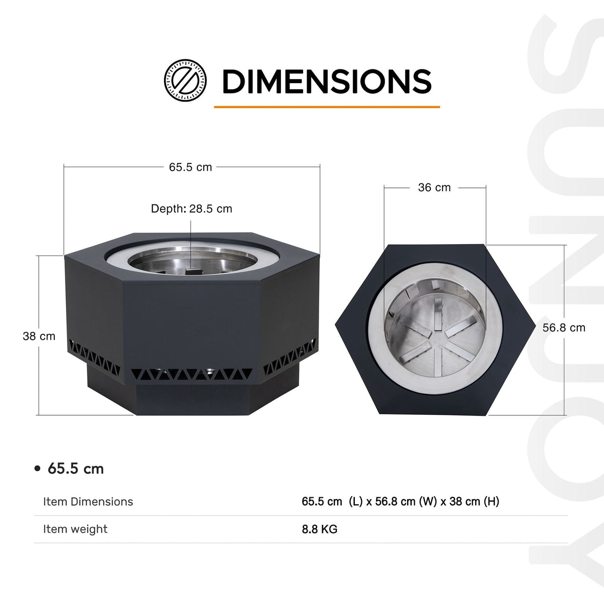 Hexagonal Low Smoke Stainless Steel Fire Pit, 26-in O4M3 - product image 4