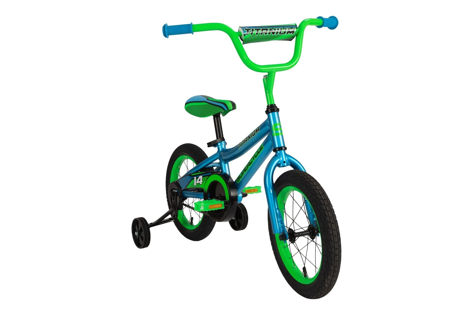 Titanium Kids' Bike with Training Wheels, Blue,14-in F8D7 - product image 1