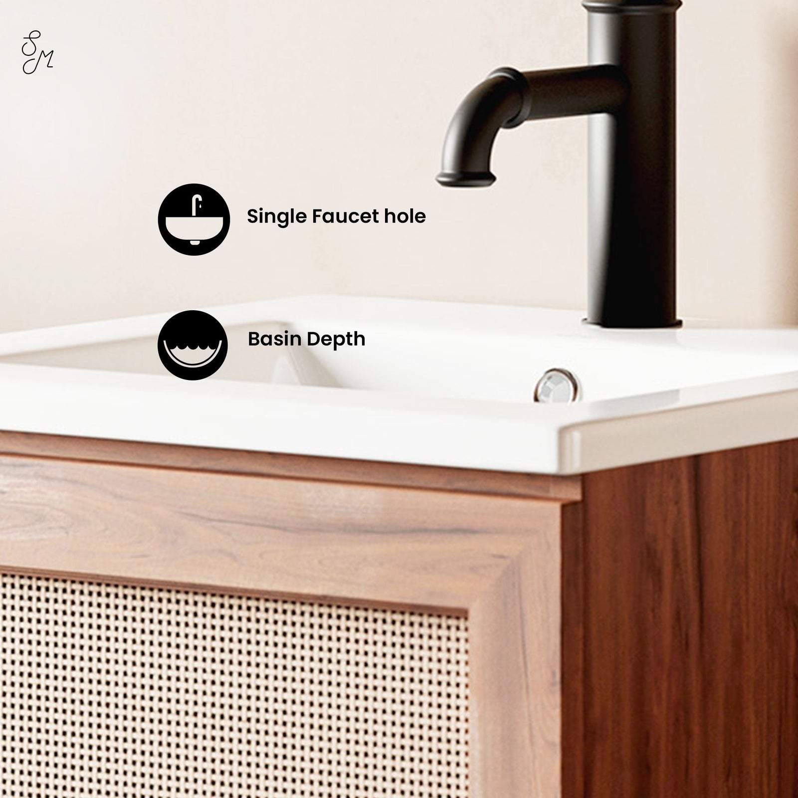 Ceramic Square Vanity Sink Top, 18-in T5T7 - product image 3