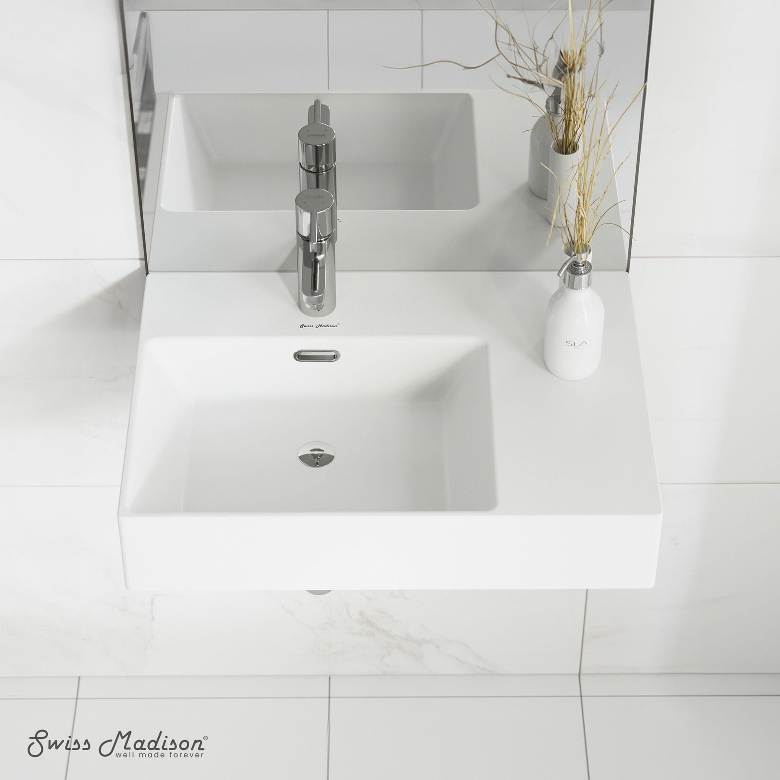 St. Tropez Ceramic Wall Hung Sink with Left Side Faucet Mount, 24-in x 18-in E1H1 - product image 5