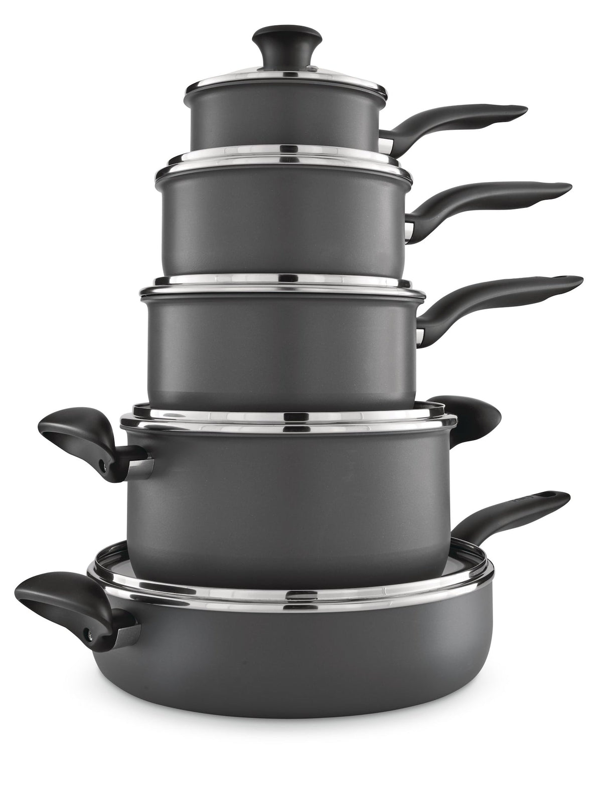 Hard Titanium Cookware Set, Non-stick, Dishwasher & Oven Safe, Grey, 10-pc I5V9 - product image 2