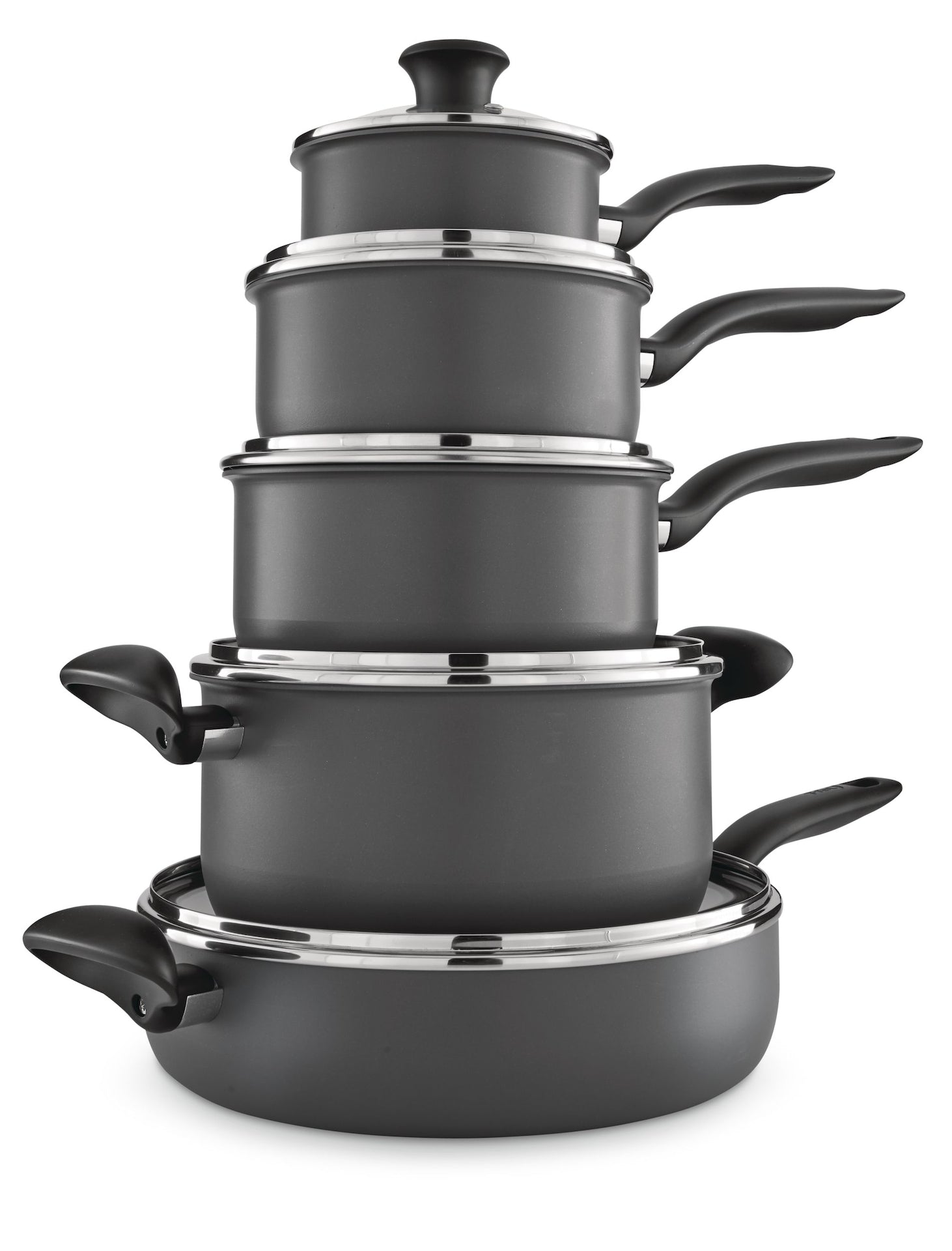 Hard Titanium Cookware Set, Non-stick, Dishwasher & Oven Safe, Grey, 10-pc K4H1 - product image 2