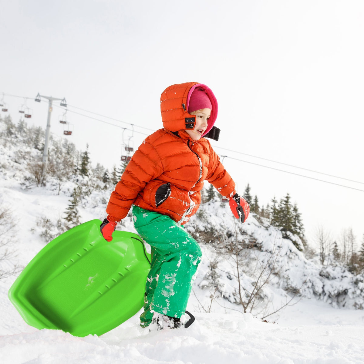 Dinosaur Paw Kids' 1-Person Plastic Winter Snow Sled/Toboggan with Tow Rope W3I1 - product image 6