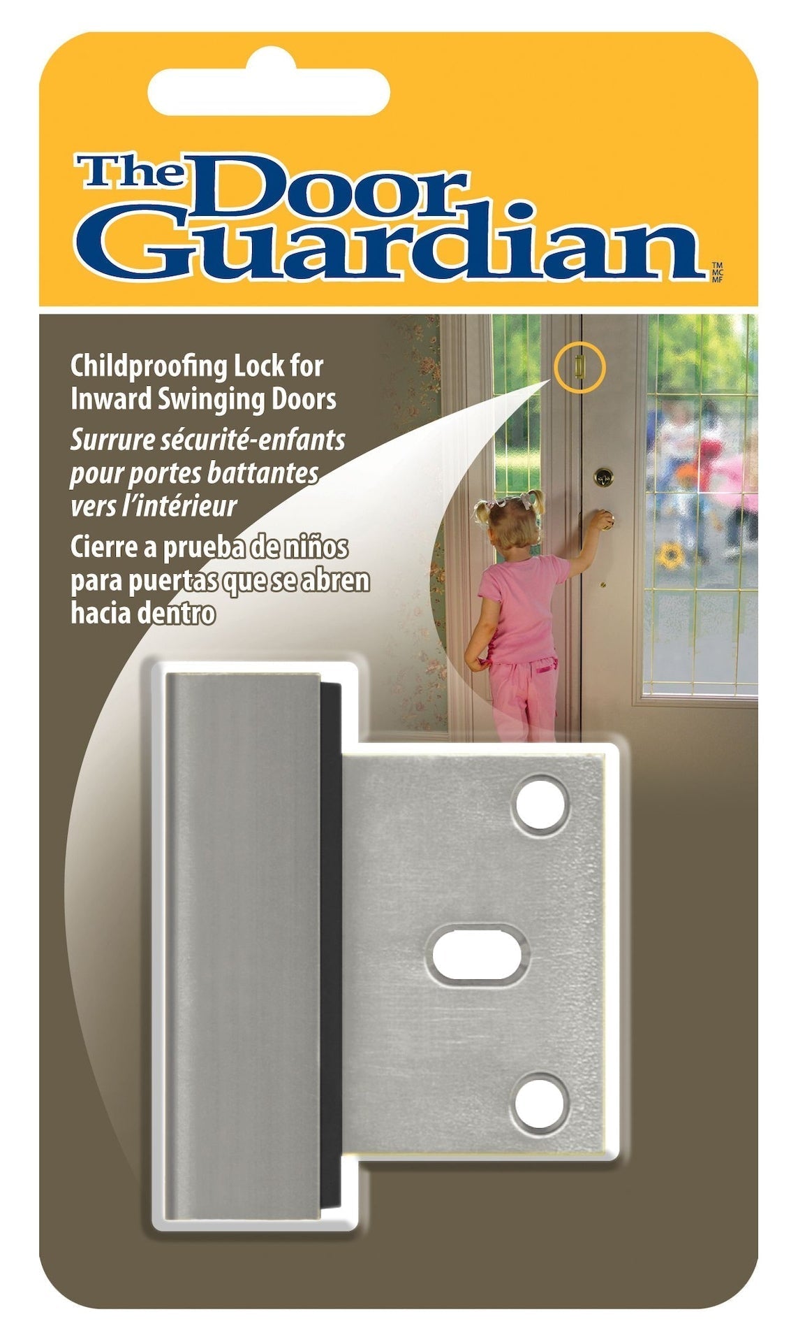 The Door Guardian Child Proof Lock for Inwards Swinging Door, Satin Chrome Y1S0 - product image 1