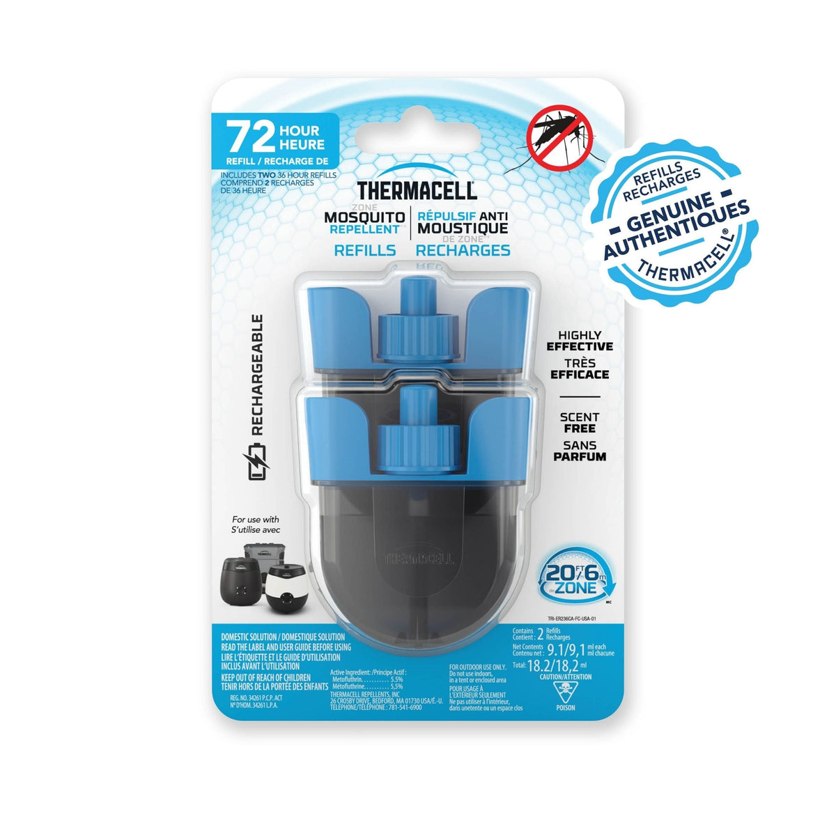 E-ZoneGuard Rechargeable Mosquito Repellent Refill 72-Hour Pack M7R2 - product image 2