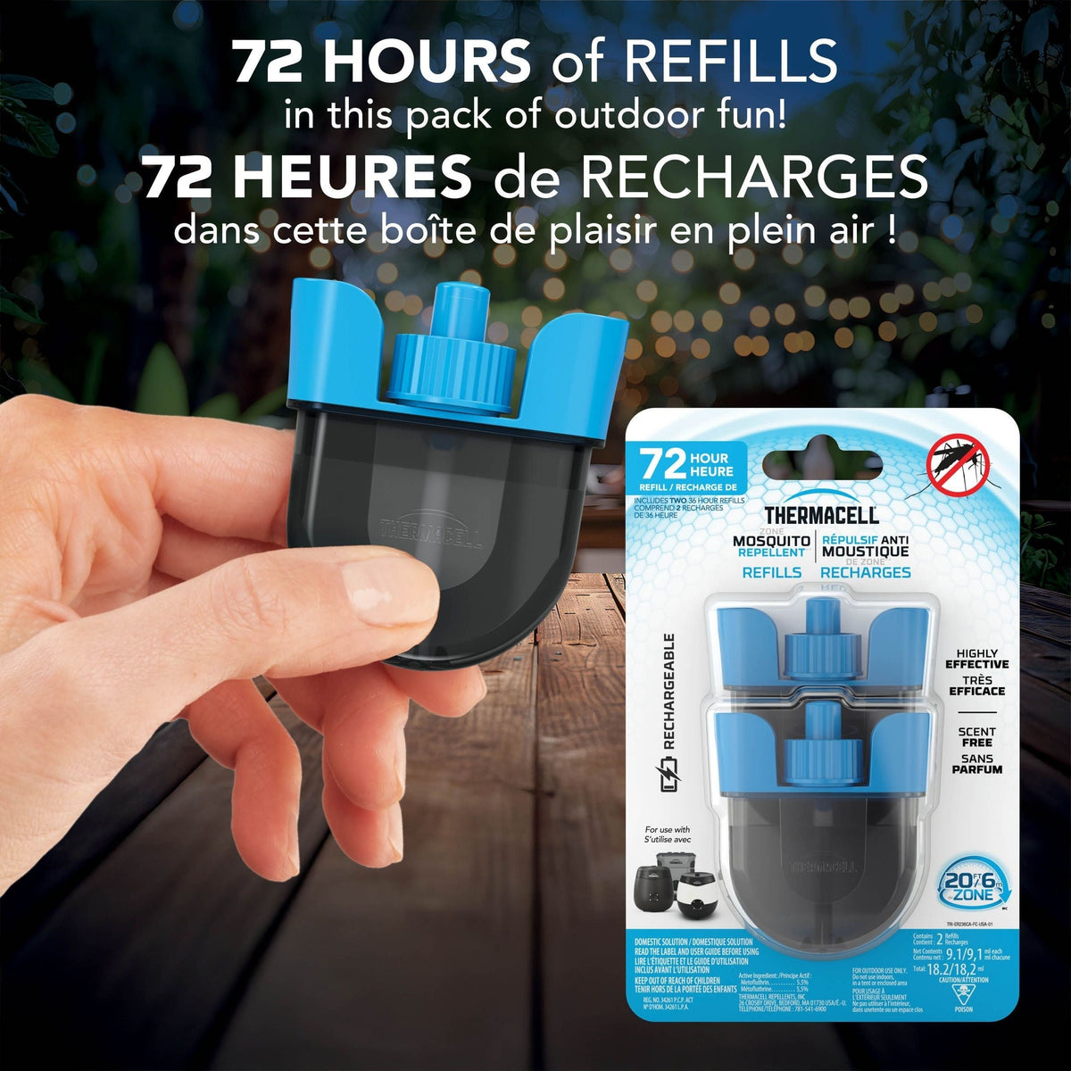 E-ZoneGuard Rechargeable Mosquito Repellent Refill 72-Hour Pack U5Z8 - product image 4