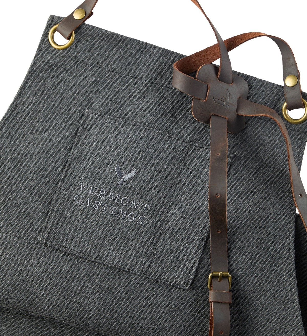 Adjustable Canvas & Leather BBQ Grilling Apron with Pockets, Grey M0D1 - product image 3