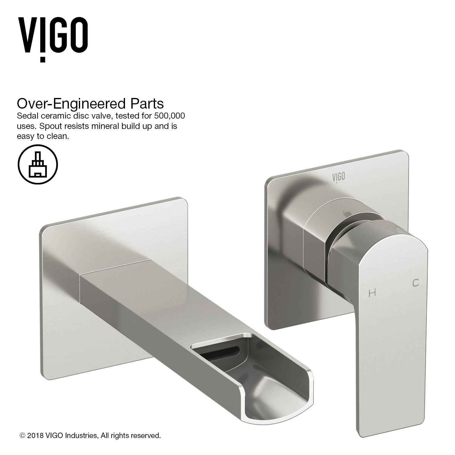 Atticus Brushed Nickel Wall Mount Bathroom Faucet R8V9 - product image 4