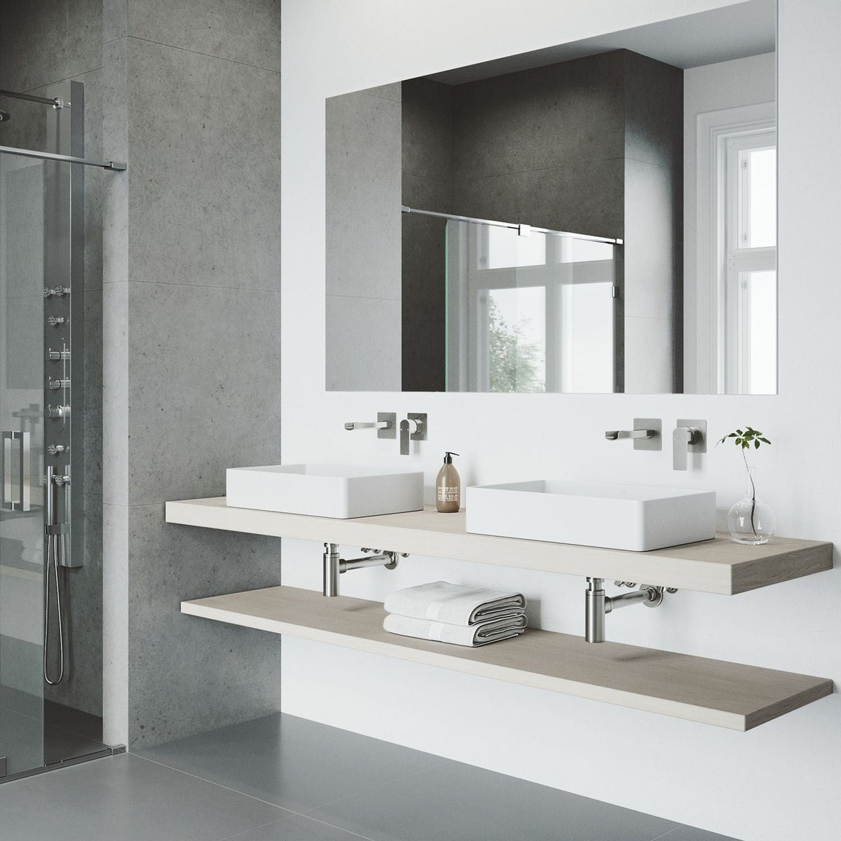 Atticus Brushed Nickel Wall Mount Bathroom Faucet R8V9 - product image 5