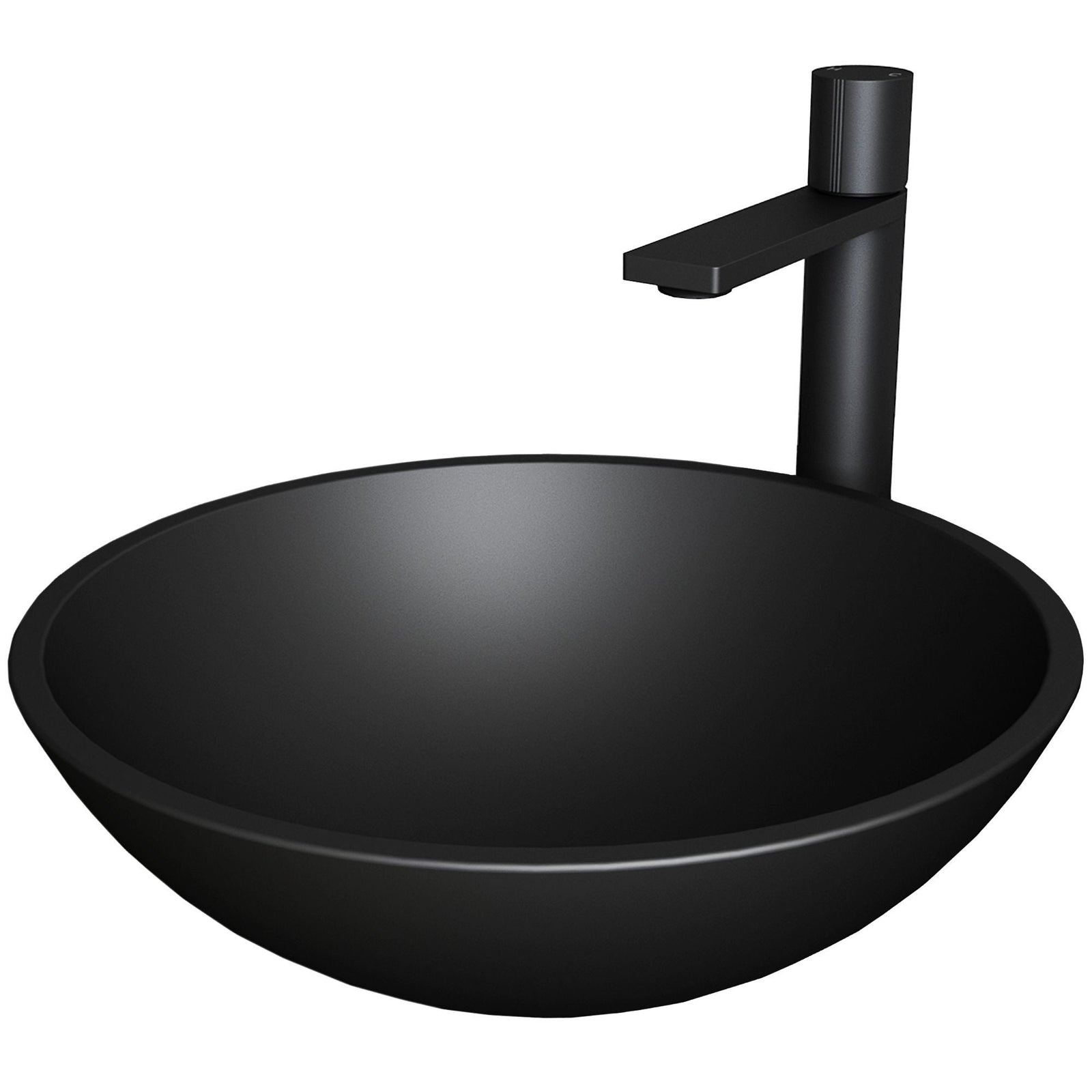 Cavalli MatteShell Matte Black Bathroom Sink/Basin Set with Gotham Faucet and Round Glass Vessel L9R5 - product image 1