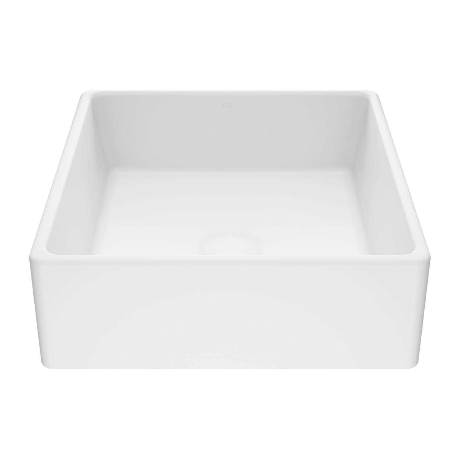 Dianthus Matte Stone Square Vessel Bathroom Sink, Above-Counter Installation, White H5W0 - product image 1