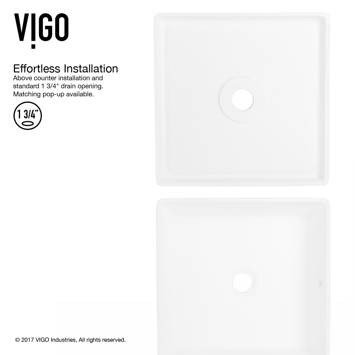 Dianthus Matte Stone Square Vessel Bathroom Sink, Above-Counter Installation, White Y4S5 - product image 5