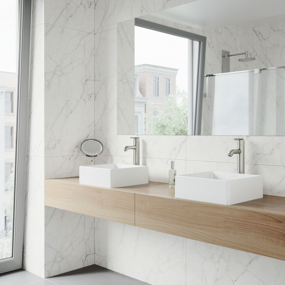 Dianthus Matte Stone Square Vessel Bathroom Sink, Above-Counter Installation, White H5W0 - product image 7