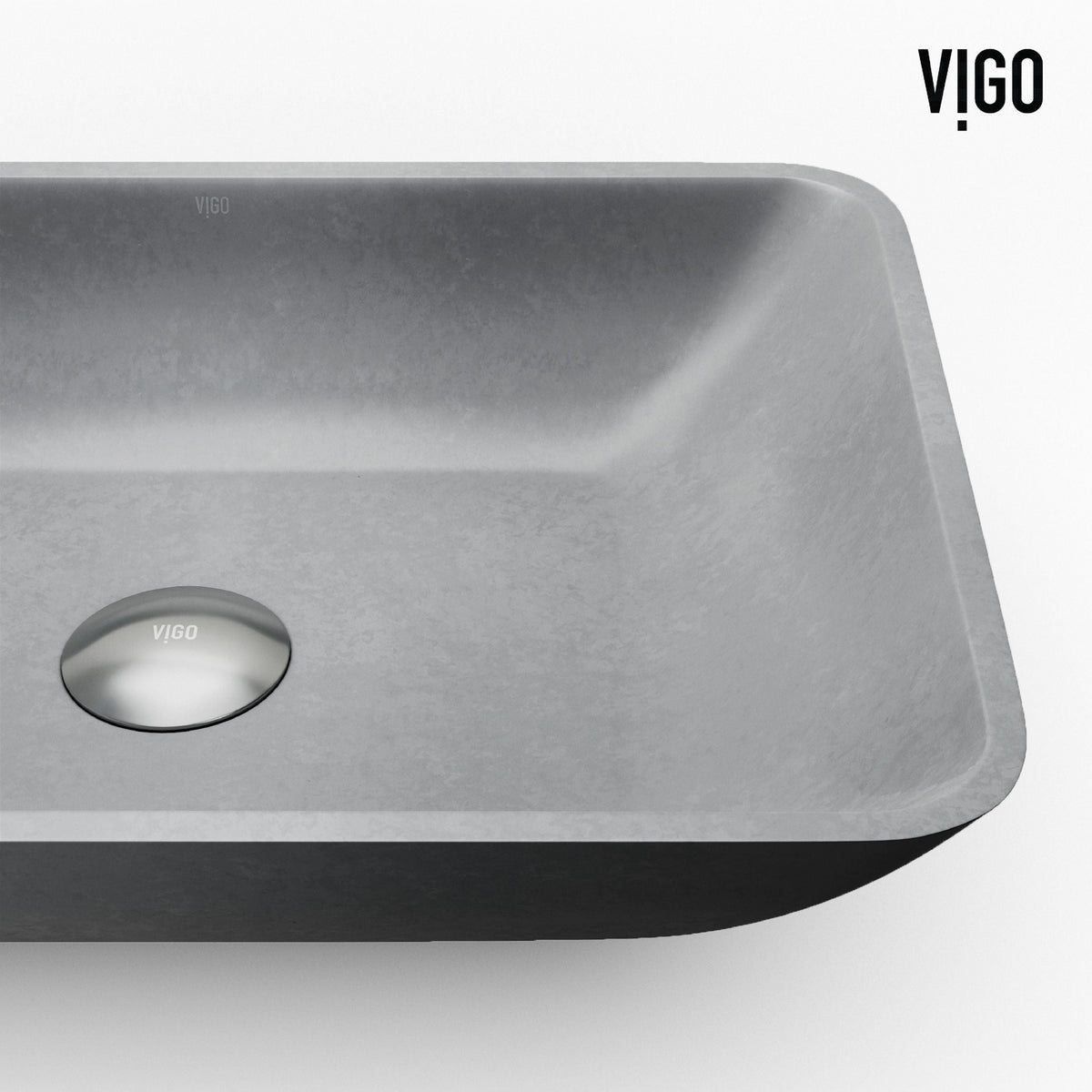 Duomo Gothic ConcretoStone 18x13-in Deep Grey Bathroom Sink/Basin with Rectangular Vessel S7L9 - product image 2
