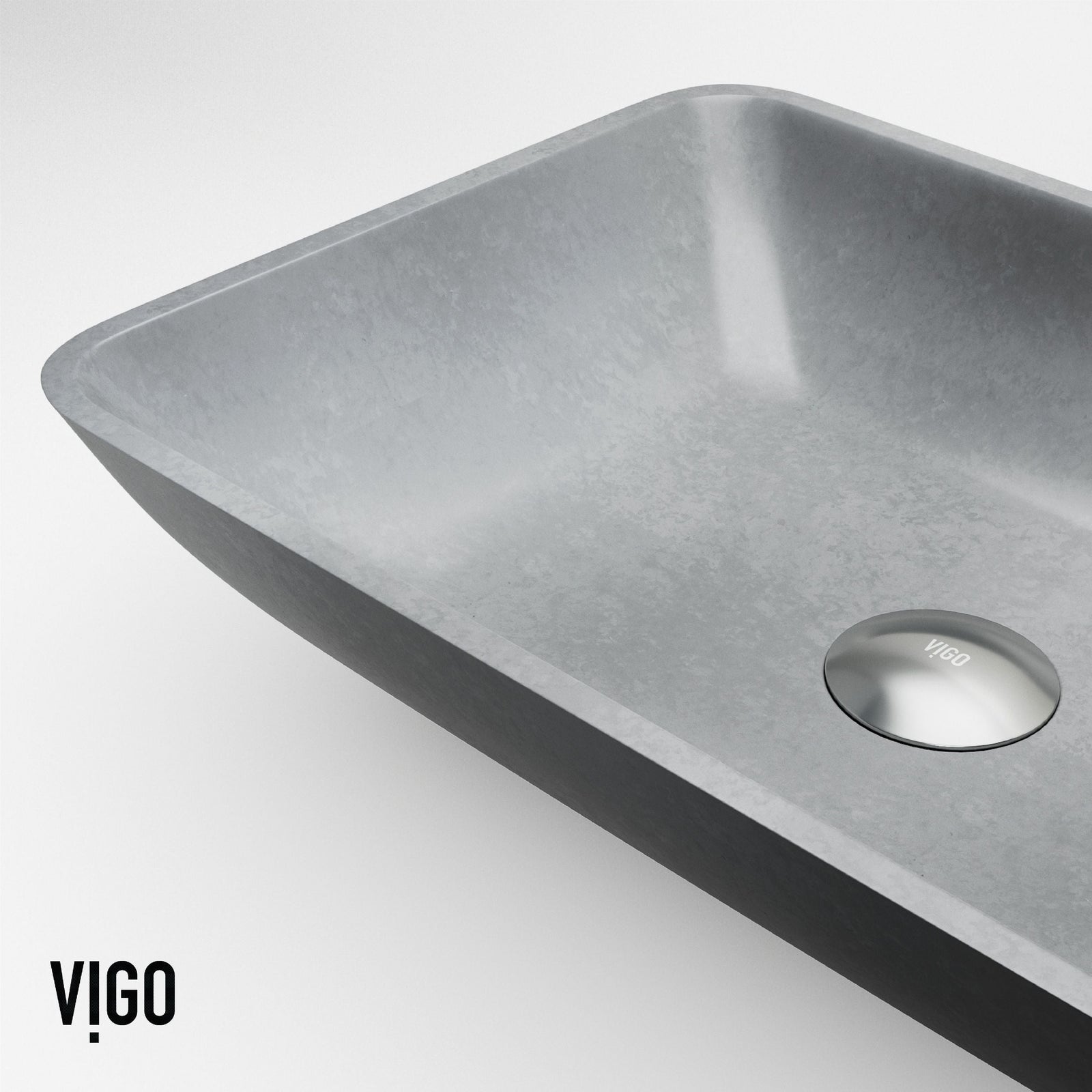Duomo Gothic ConcretoStone 18x13-in Deep Grey Bathroom Sink/Basin with Rectangular Vessel S7L9 - product image 4