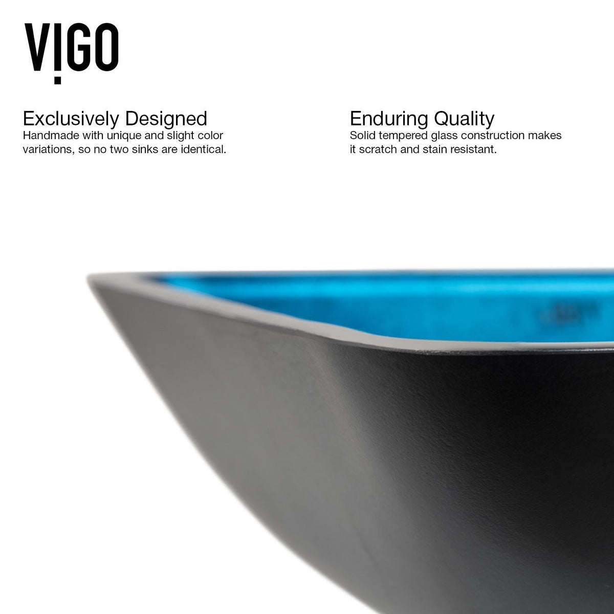 Glass Rectangular Vessel Bathroom Sink/Basin, Turquoise M3Q3 - product image 3