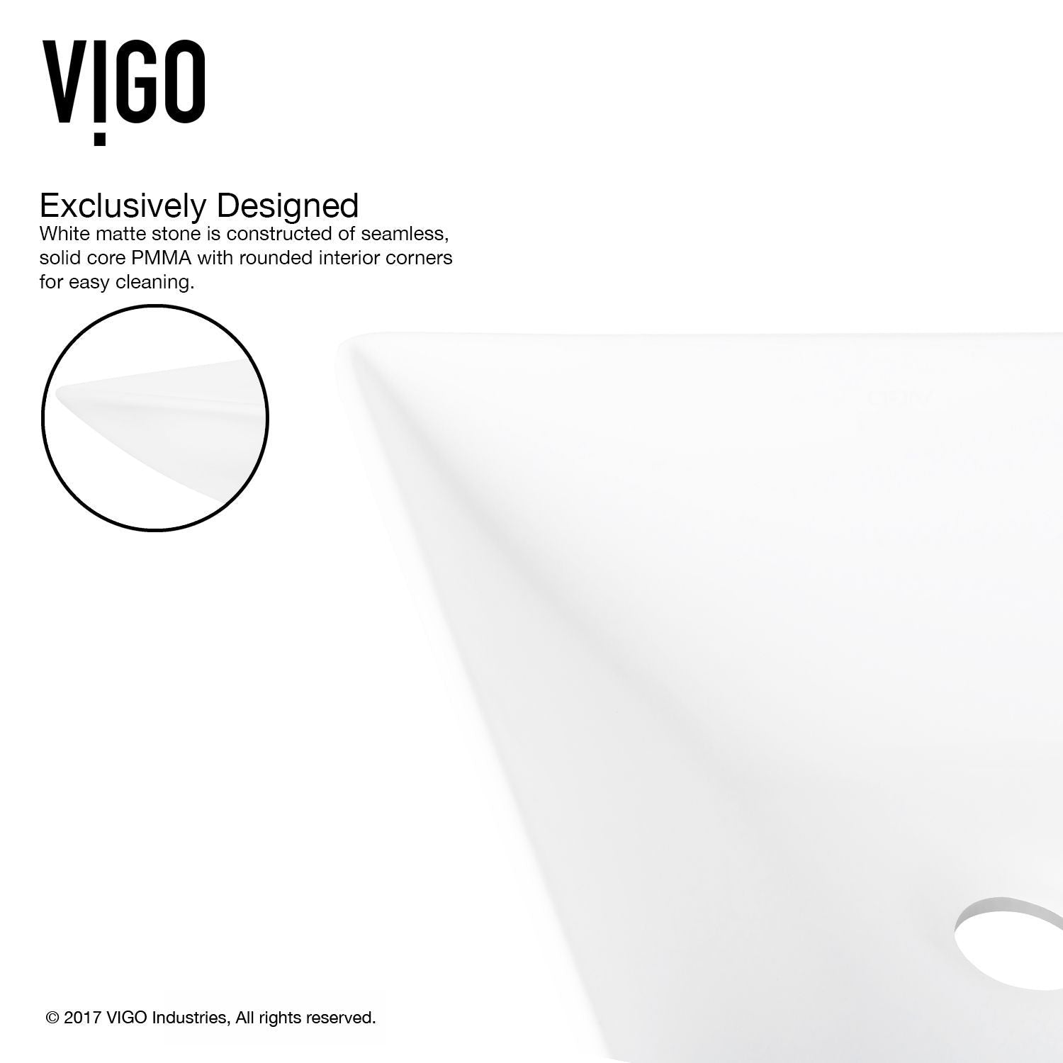 Hibiscus MatteStone White Bathroom Sink/Basin Set with Niko Faucet and Square Composite Vessel G4H5 - product image 3