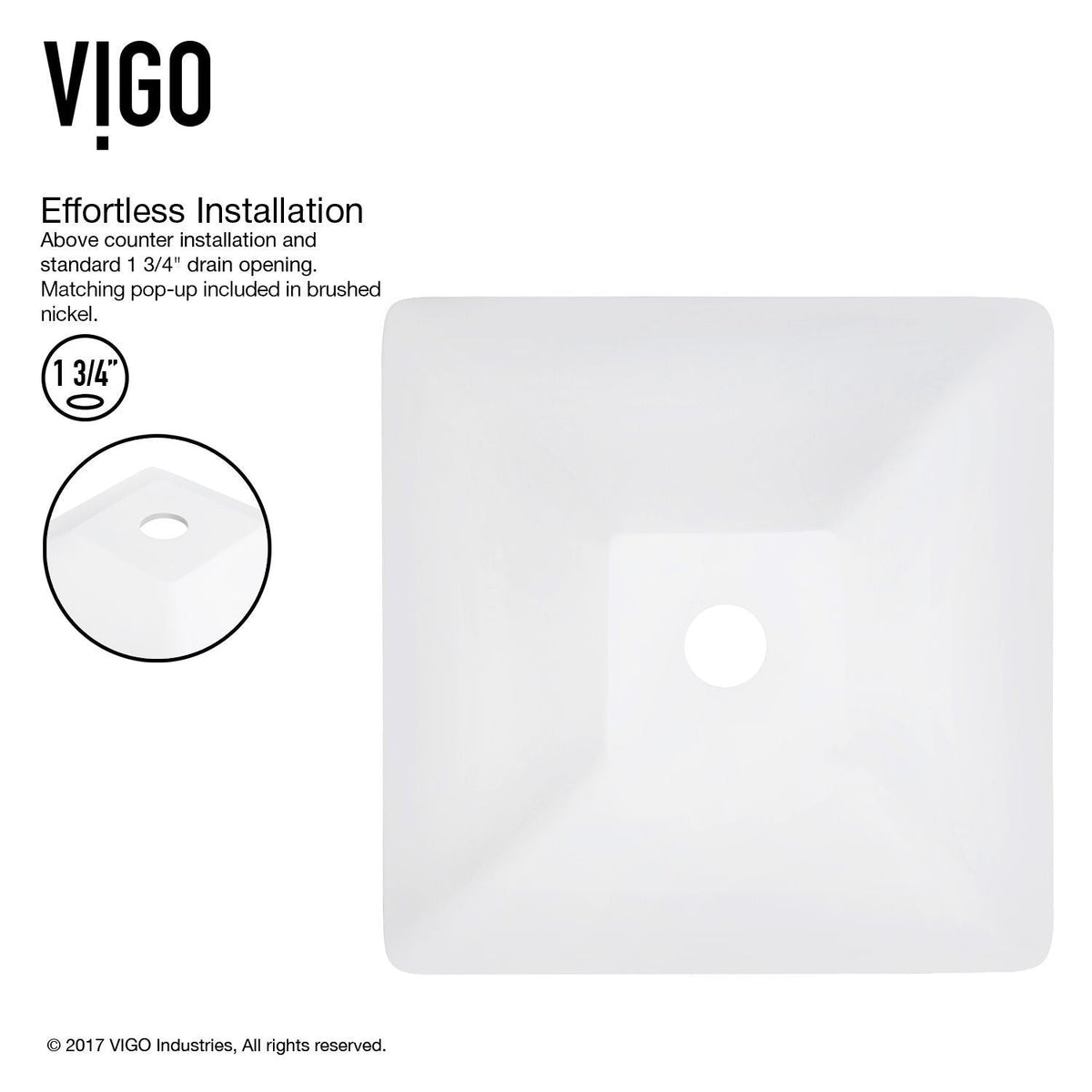 Hibiscus MatteStone White Bathroom Sink/Basin Set with Niko Faucet and Square Composite Vessel G4H5 - product image 7