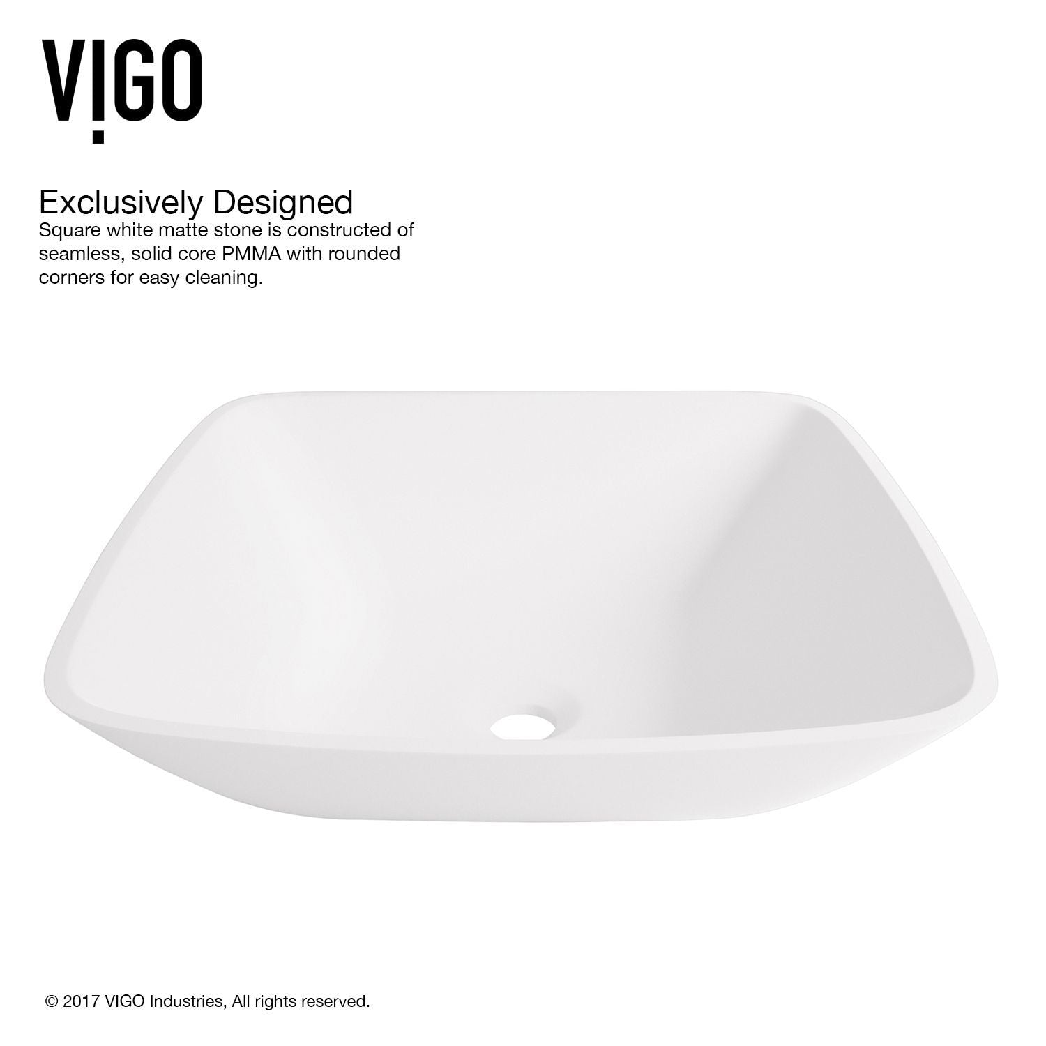 Hyacinth MatteStone White Bathroom Sink/Basin Set with Niko Faucet and Square Composite Vessel C6E2 - product image 4