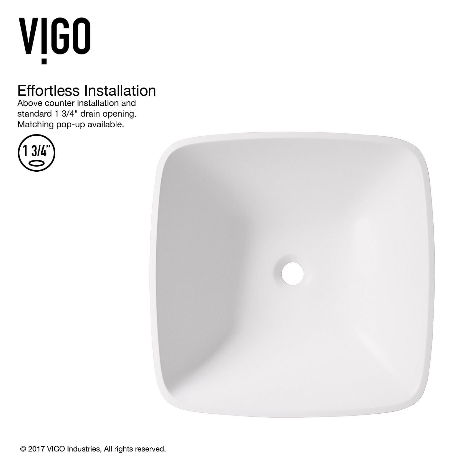 Hyacinth MatteStone White Bathroom Sink/Basin Set with Niko Faucet and Square Composite Vessel C6E2 - product image 5