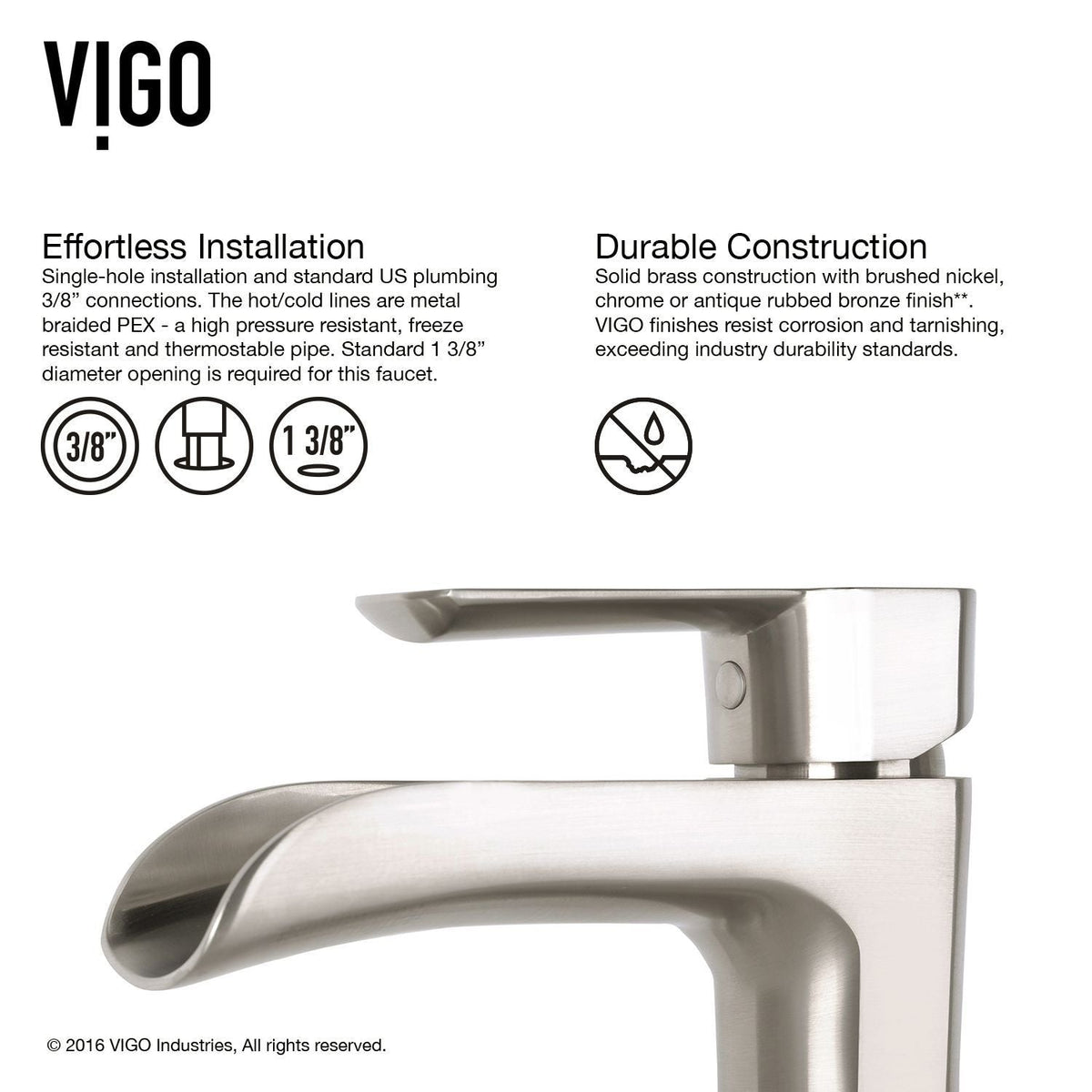 Hyacinth MatteStone White Bathroom Sink/Basin Set with Niko Faucet and Square Composite Vessel C6E2 - product image 6