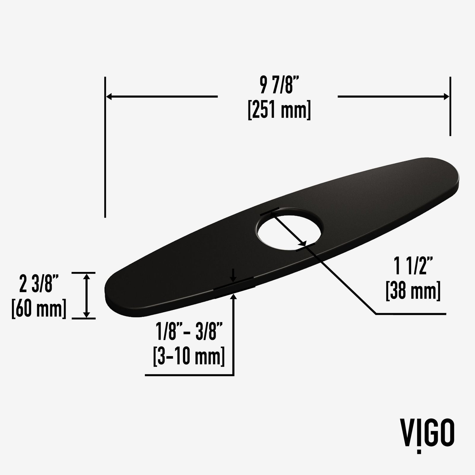 Kitchen Sink Faucet Hole Cover Deck Plate For 1 or 3 Hole, Matte Black, 10-in H5O8 - product image 8