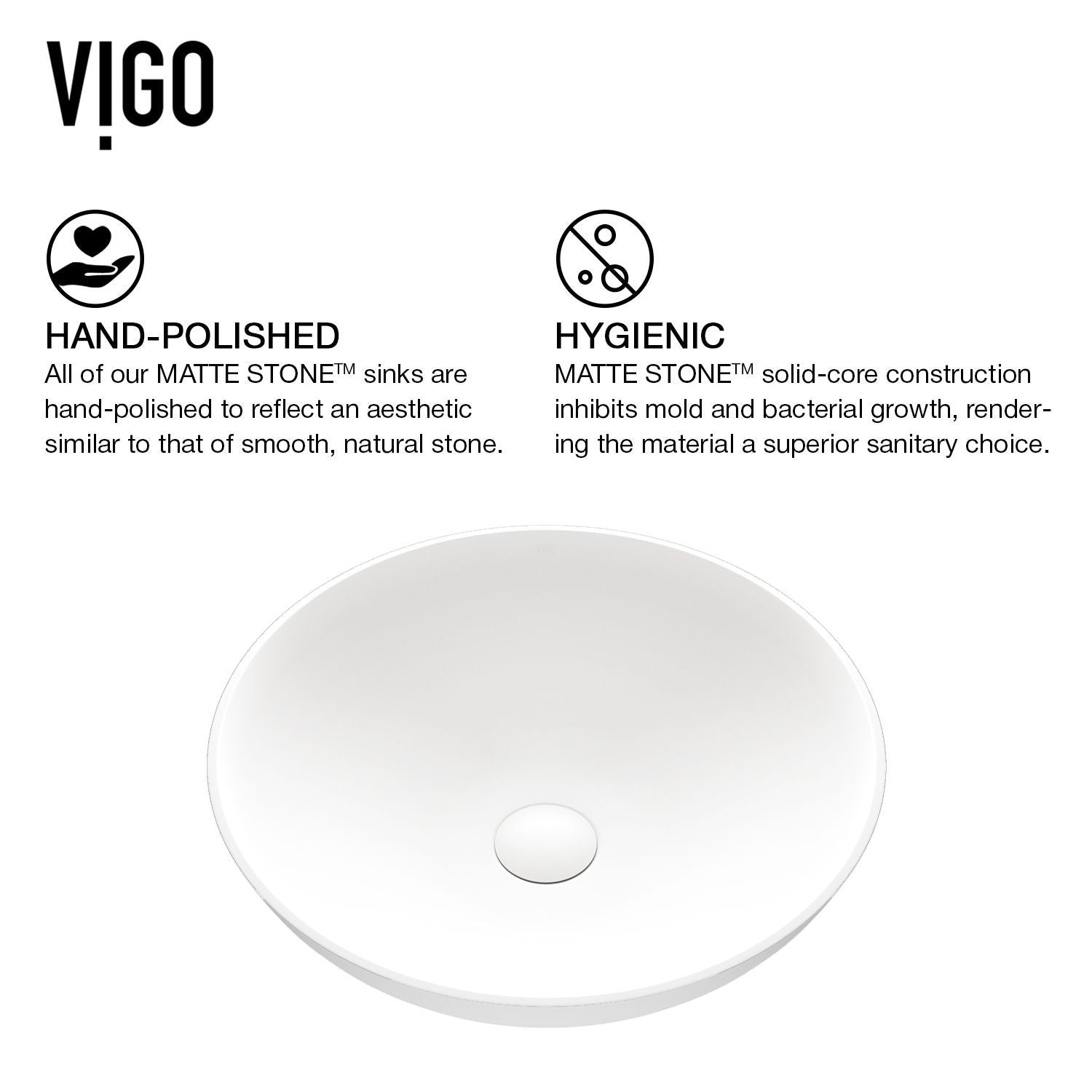 Lotus Matte Stone Round Composite Vessel Bathroom Sink/Basin with Deep Bowl, White K3Y8 - product image 3
