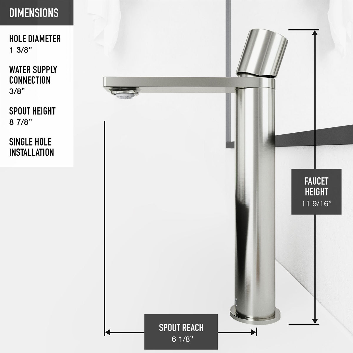 Lotus MatteStone White Bathroom Sink/Basin Set with Gotham Faucet and Round Composite Vessel J9O5 - product image 6