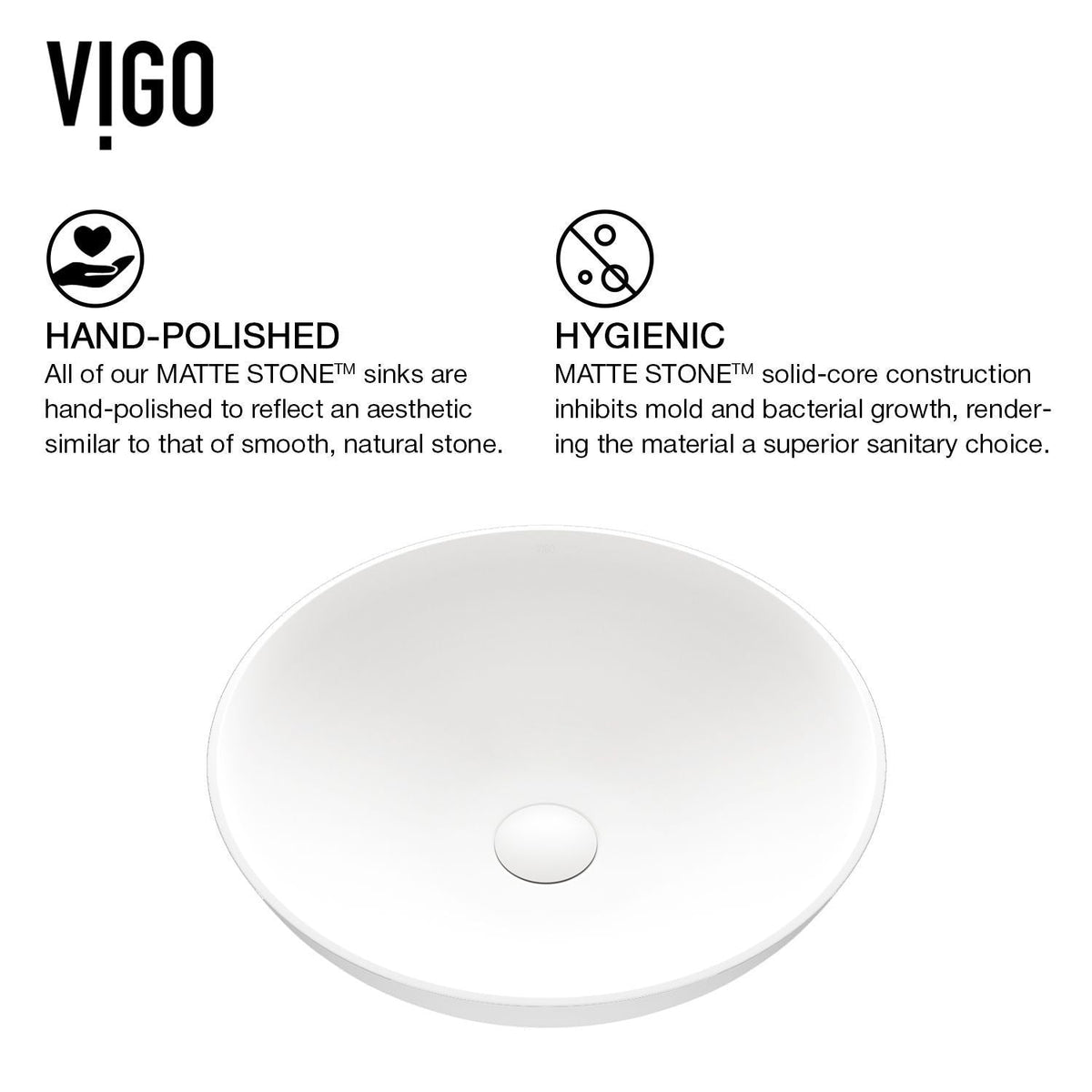 Lotus MatteStone White Bathroom Sink/Basin Set with Gotham Faucet and Round Composite Vessel J9O5 - product image 7