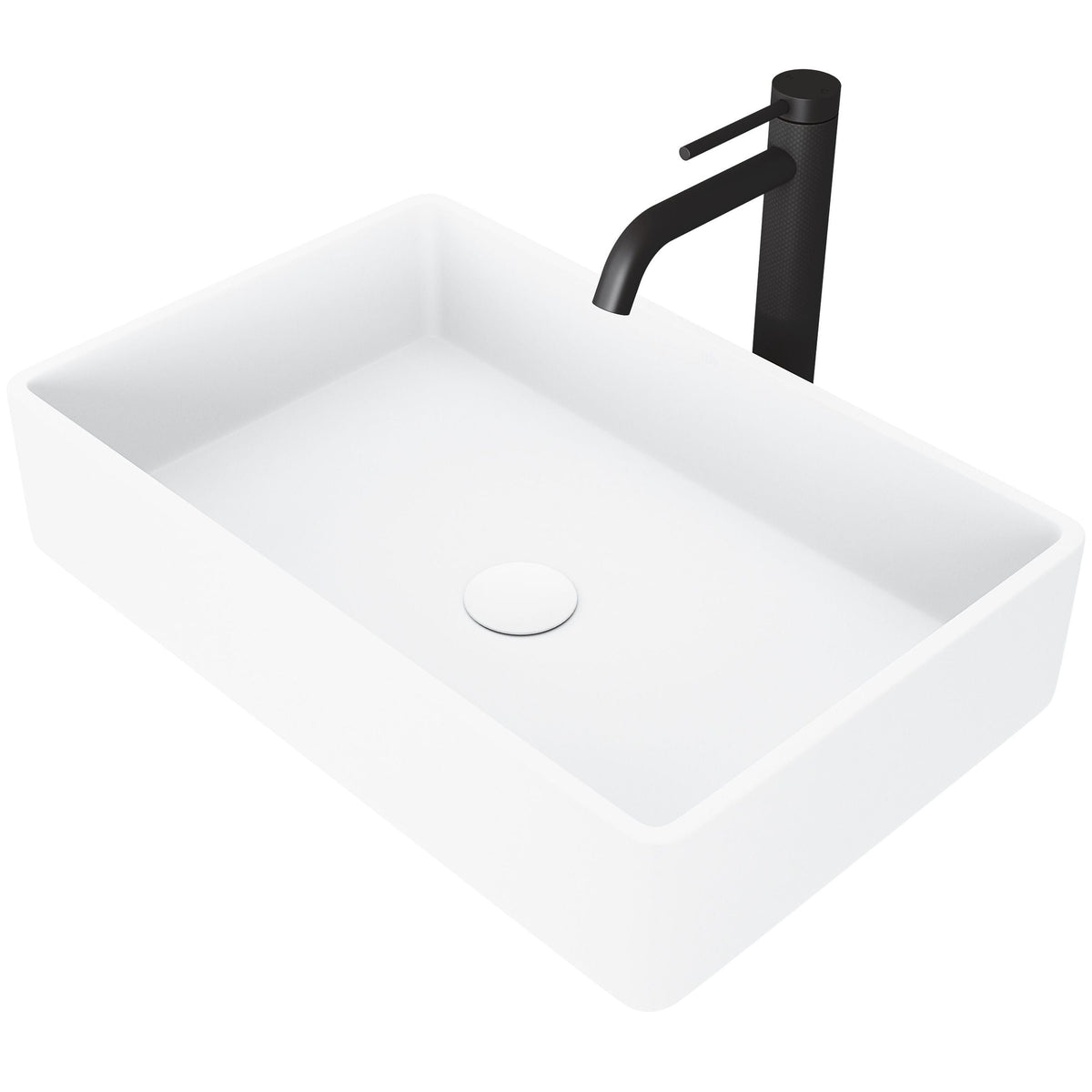 Magnolia MatteStone White Bathroom Sink/Basin Set with Lexington Faucet and Rectangular Composite Vessel Z0D1 - product image 1