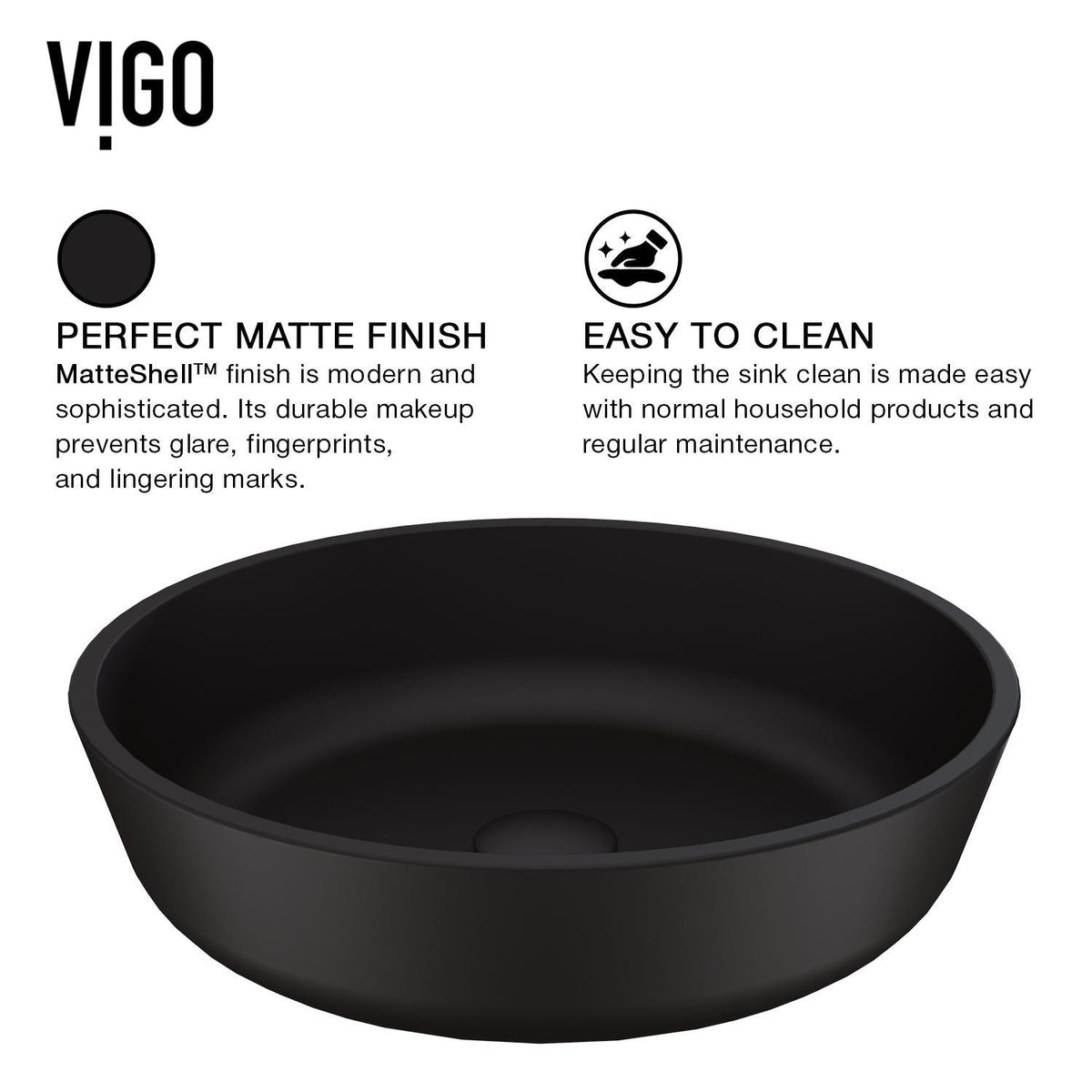 Modus Glass Round Vessel Bathroom Sink/Basin with Rounded Edges & Deep Bowl, Black E9H2 - product image 3