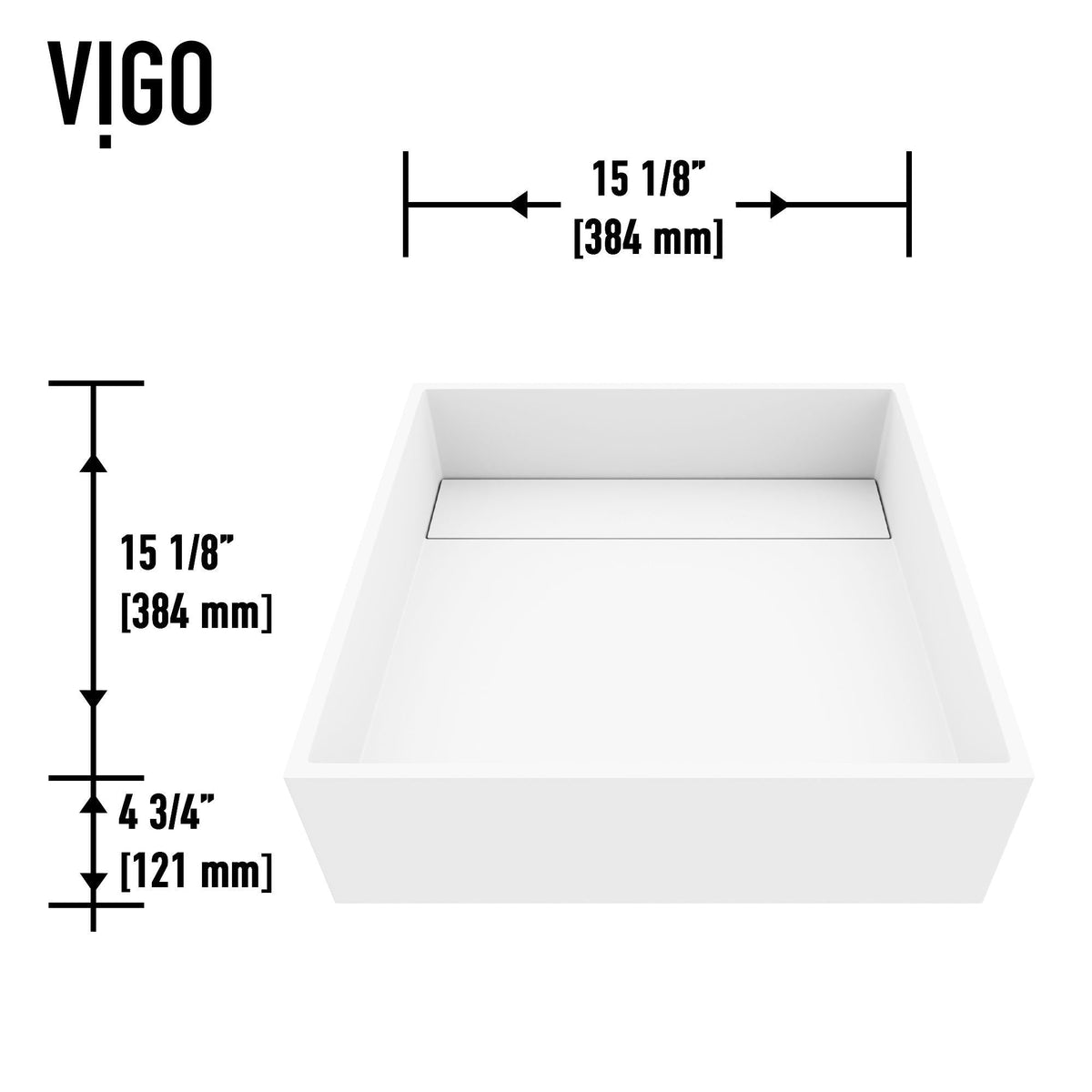 Montauk MatteStone 15x15-in Deep White Bathroom Sink/Basin with Rectangular Vessel F3D0 - product image 2