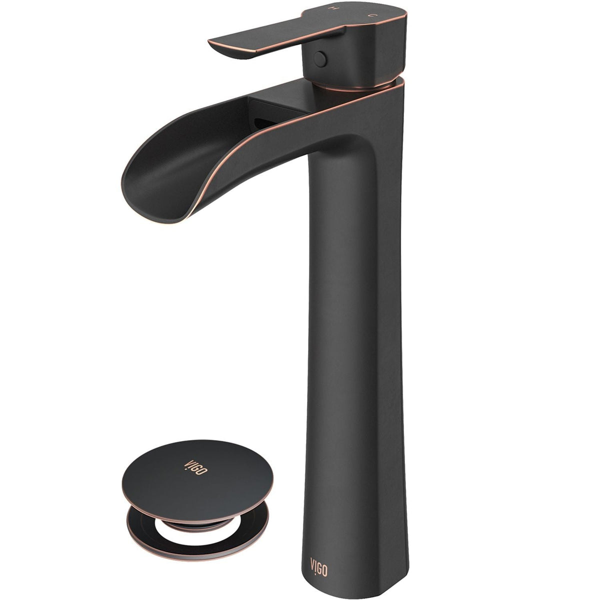 Niko Single Handle Vessel Single Hole Bathroom Sink Faucet with Pop-up Drain, Antique Rubbed Bronze P4G1 - product image 1