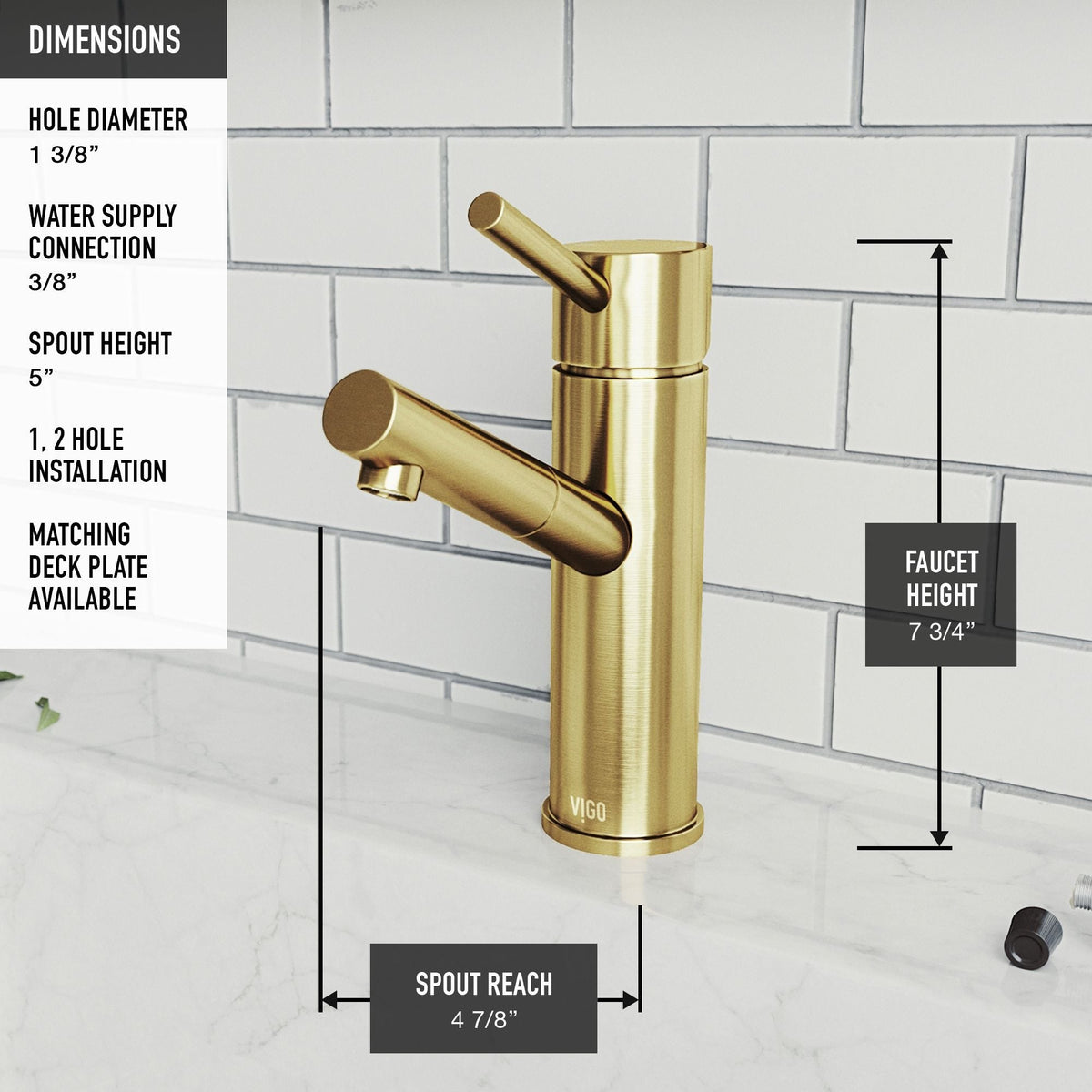 Noma Single Handle Single Hole Bathroom Sink Faucet, WaterSense Certified, Matte Gold T6K9 - product image 5